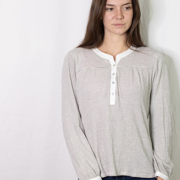 Dolan striped oversized 3/4 button down top - Picture 2 of 7